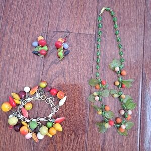 Bundle Vintage Plastic And Glass Fruit Jewelry